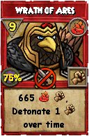 Wizard101 Fire spell card: Wrath of Ares, Spell ID 3753