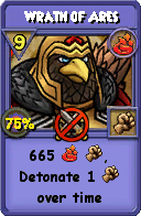 Wizard101 Fire spell card: Wrath of Ares, Spell ID 3753