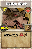 Wizard101 Balance spell card: Big Bad Hound, Spell ID 3758