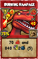 Wizard101 Fire spell card: Burning Rampage, Spell ID 3775