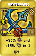 Wizard101 Sun spell card: Unstoppable, Spell ID 3785