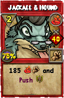 Wizard101 Fire spell card: Jackall & Hound, Spell ID 3792