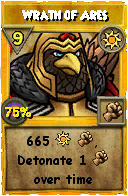 Wizard101 Sun spell card: Wrath of Ares, Spell ID 3795