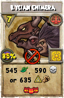 Wizard101 Balance spell card: Lycian Chimera, Spell ID 3811