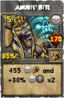 Wizard101 Death spell card: Anubis' Bite, Spell ID 3886
