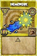 Wizard101 Myth spell card: Homework, Spell ID 3901