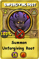 Wizard101 Myth spell card: Unforgiving Root, Spell ID 3916
