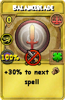 Wizard101 Balance spell card: Balanceblade, Spell ID 3988