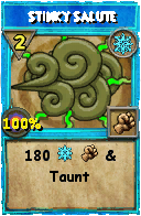Wizard101 Ice spell card: Stinky Salute, Spell ID 3992