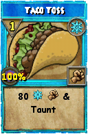Wizard101 Ice spell card: Taco Toss, Spell ID 3993