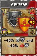 Wizard101 Fire spell card: Ash Trap, Spell ID 3637