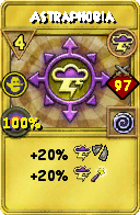 Wizard101 Storm spell card: Astraphobia, Spell ID 3878