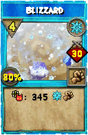 Wizard101 Ice spell card: Blizzard, Spell ID 3761