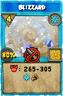 Wizard101 Ice spell card: Blizzard, Spell ID 3743