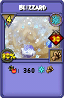 Wizard101 Ice spell card: Blizzard, Spell ID 3763