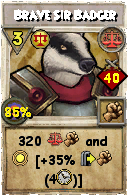 Wizard101 Balance spell card: Brave Sir Badger, Spell ID 3815