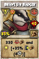 Wizard101 Balance spell card: Brave Sir Badger, Spell ID 3816