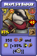 Wizard101 Balance spell card: Brave Sir Badger, Spell ID 3818