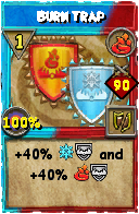Wizard101 Fire spell card: Burn Trap, Spell ID 3407