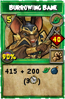 Wizard101 Life spell card: Burrowing Bane, Spell ID 3054