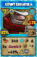Wizard101 Ice spell card: Count Croakula, Spell ID 3254