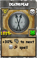 Wizard101 Death spell card: Deathspear, Spell ID 3044