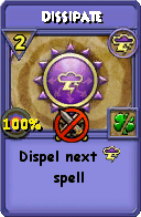 Wizard101 Storm spell card: Dissipate, Spell ID 3916