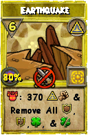 Wizard101 Myth spell card: Earthquake, Spell ID 3707