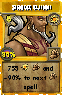 Wizard101 Sun spell card: Sirocco Djinni, Spell ID 3423