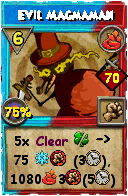 Wizard101 Fire spell card: Evil Magmaman, Spell ID 3037