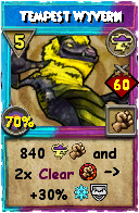 Wizard101 Storm spell card: Tempest Wyvern, Spell ID 3106