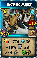 Wizard101 Ice spell card: Snow No Mercy, Spell ID 3035