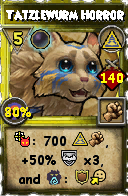 Wizard101 Myth spell card: Tatzlewurm Horror, Spell ID 3150