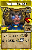 Wizard101 Myth spell card: Thothic Twist, Spell ID 3301