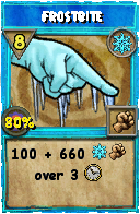 Wizard101 Ice spell card: Frostbite, Spell ID 3657