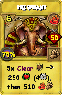 Wizard101 Fire spell card: Helephant, Spell ID 3450