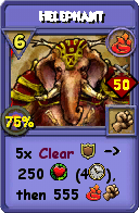 Wizard101 Fire spell card: Helephant, Spell ID 3686