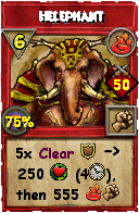 Wizard101 Fire spell card: Helephant, Spell ID 3686