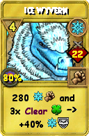 Wizard101 Ice spell card: Ice Wyvern, Spell ID 3034