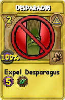 Wizard101 Myth spell card: Desparagus, Spell ID 3605