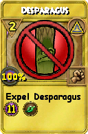 Wizard101 Myth spell card: Desparagus, Spell ID 3514