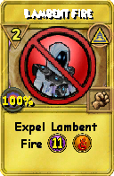 Wizard101 Myth spell card: Lambent Fire, Spell ID 3574