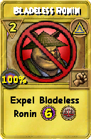 Wizard101 Myth spell card: Bladeless Ronin, Spell ID 3526