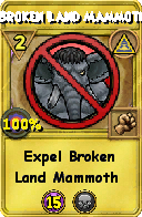 Wizard101 Myth spell card: Broken Land Mammoth, Spell ID 3608
