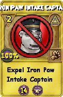 Wizard101 Myth spell card: Iron Paw Intake Captain, Spell ID 3612