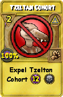Wizard101 Myth spell card: Tzeltan Cohort, Spell ID 3606