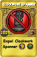 Wizard101 Myth spell card: Clockwork Spanner, Spell ID 3524