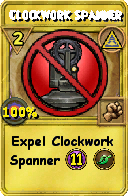 Wizard101 Myth spell card: Clockwork Spanner, Spell ID 3590