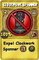 Wizard101 Myth spell card: Clockwork Spanner, Spell ID 3596