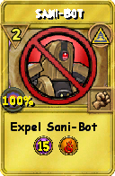 Wizard101 Myth spell card: Sani-Bot, Spell ID 3215